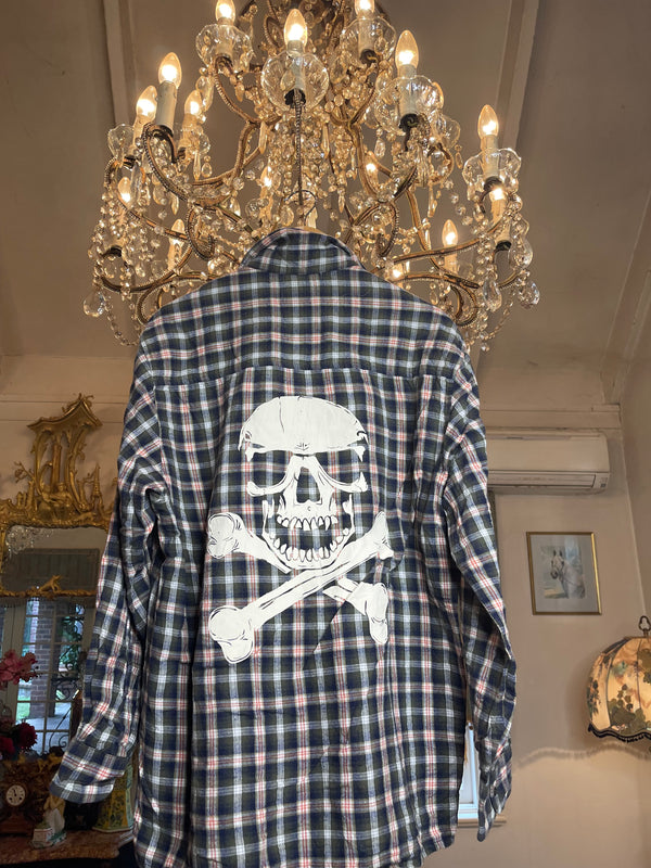 Vintage Flannel - Skull Print - Number 67 - size Large