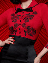 Dita Cardigan - Red and Black Embroidery