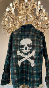 Vintage Flannel - Skull Logo Print - Number 94 - Size - Medium