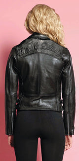 The Embossed Wheels and Dollbaby Women's Leather Jacket