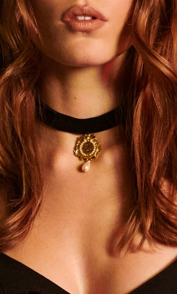 The Wheels and Dollbaby Pearl Charm Choker